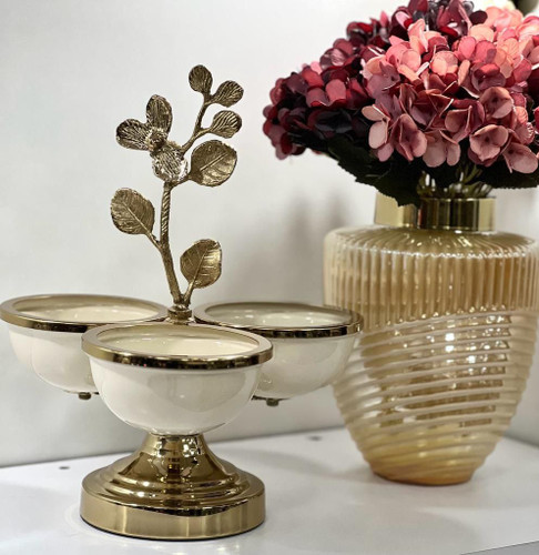 ست پذیرایی ۵تیکه ایستاتیک با گل برنجی