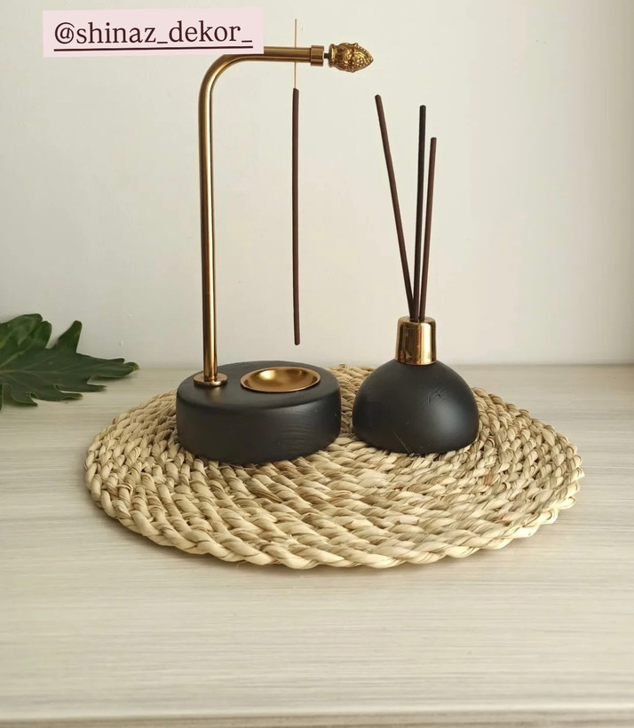 جاعودی چوبی فلزی مشکی طلایی برای دکور لوکس