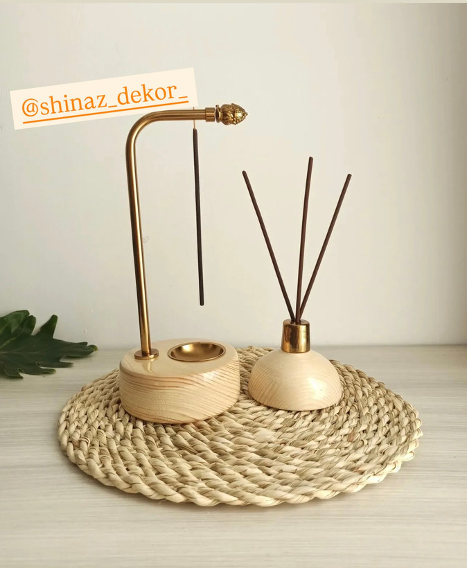 جاعودی چوبی فلزی کرم طلایی برای دکور لوکس