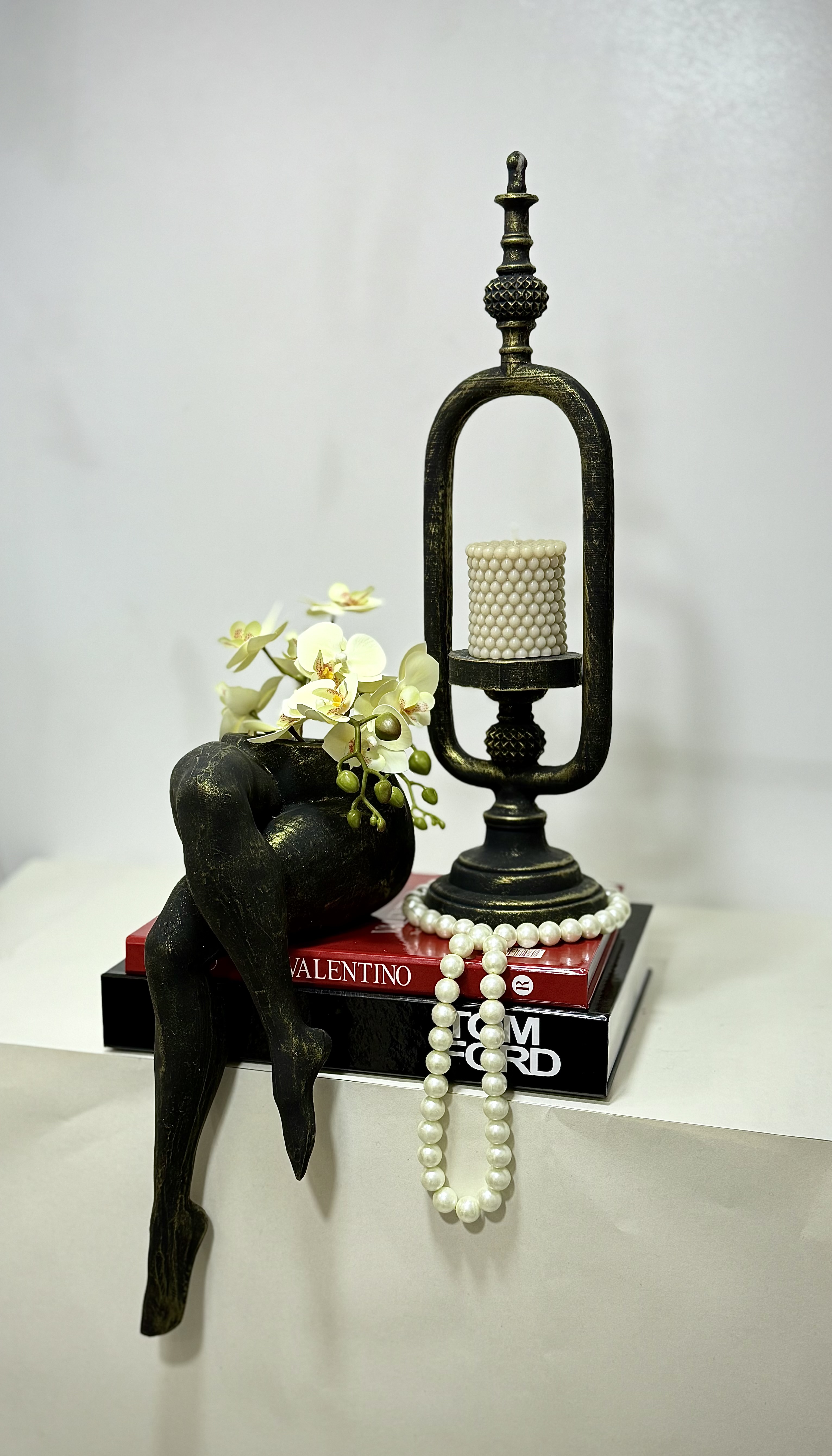 ست گلدون پا و شمعدون فانوس