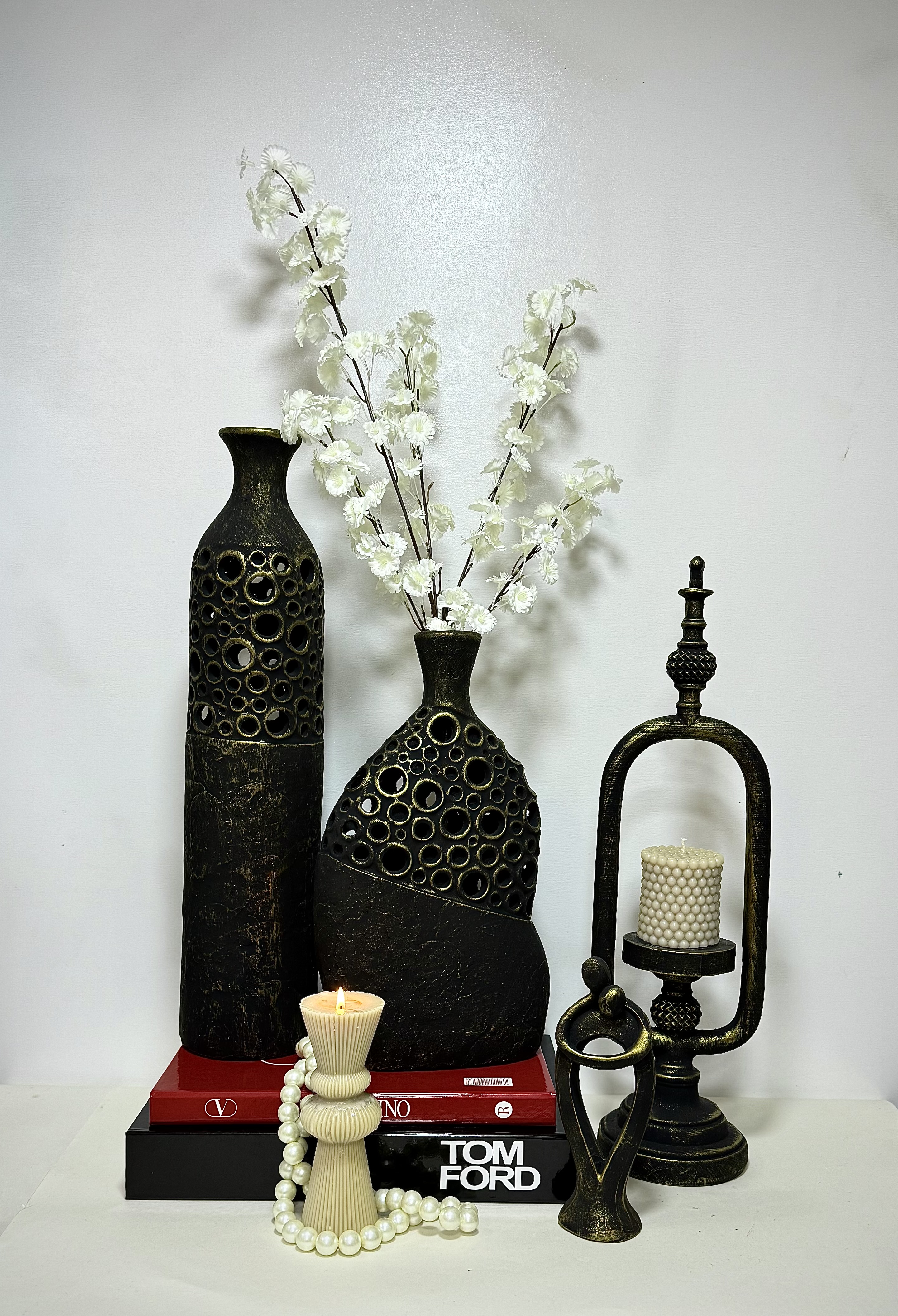 ست اکسسوری  گلدون توری و فانوس