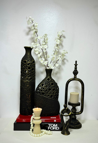 ست اکسسوری گلدون توری و فانوس