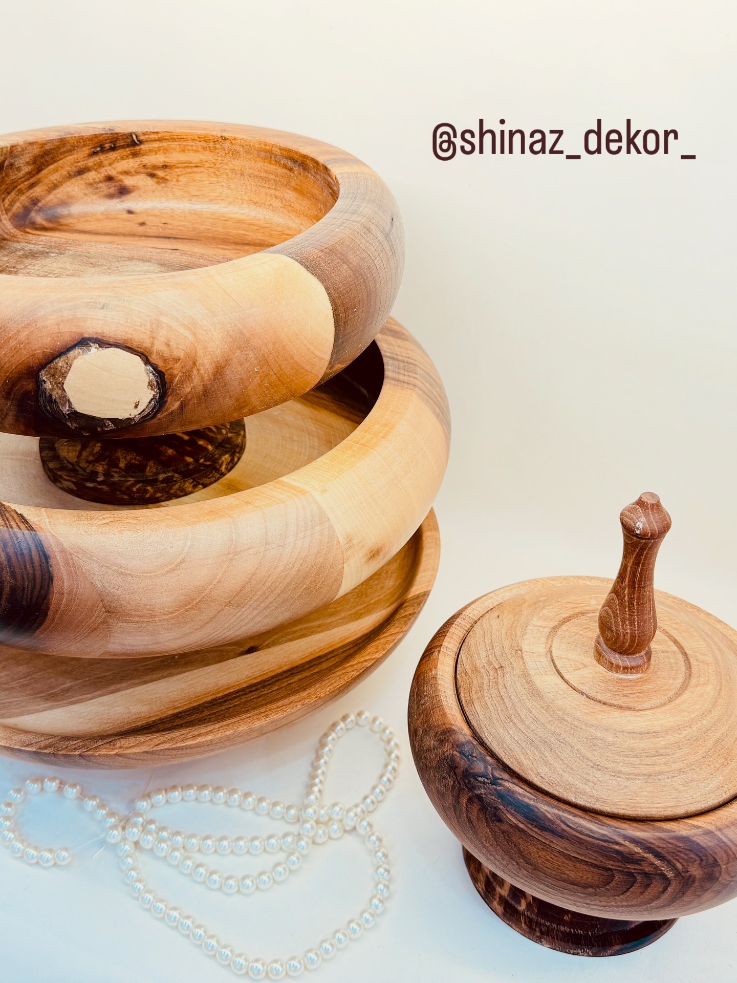 ظروف پذیرایی دست‌ساز لوکس از چوب گردو طبیعی